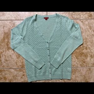 Mint Green Sparkle Women’s Knit Cardigan with Jewel Buttons